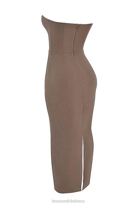 House of CB Lucia Taupe Strapless Corset Maxi Dress Clothing 4H6N167