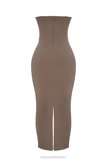House of CB Lucia Taupe Strapless Corset Maxi Dress Clothing 4H6N167