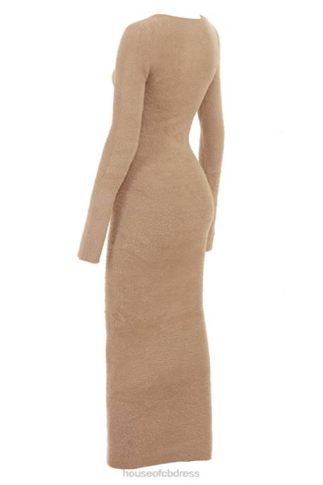 House of CB Lucille Camel Fuzzy Maxi Dress Clothing 4H6N312