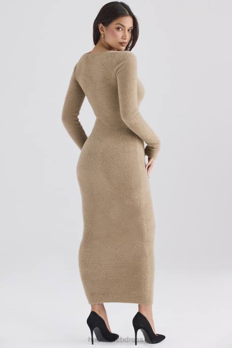 House of CB Lucille Camel Fuzzy Maxi Dress Clothing 4H6N312