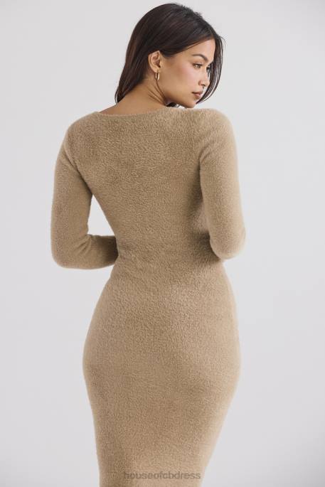 House of CB Lucille Camel Fuzzy Maxi Dress Clothing 4H6N312
