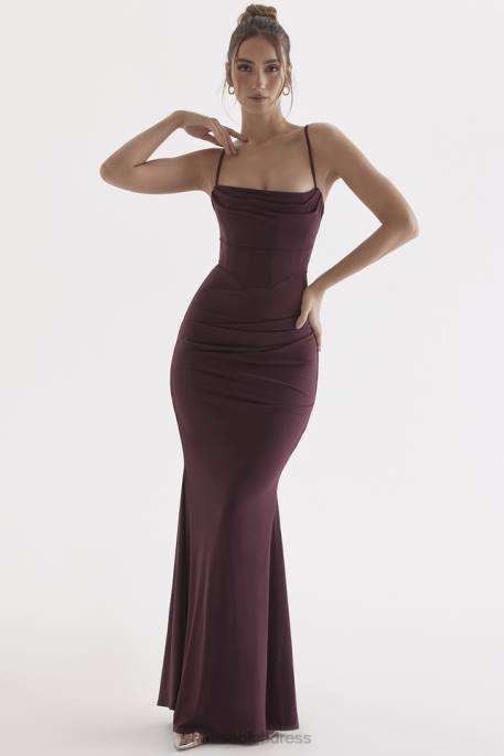 House of CB Milena Dark Cherry Corset Maxi Dress Clothing 4H6N307