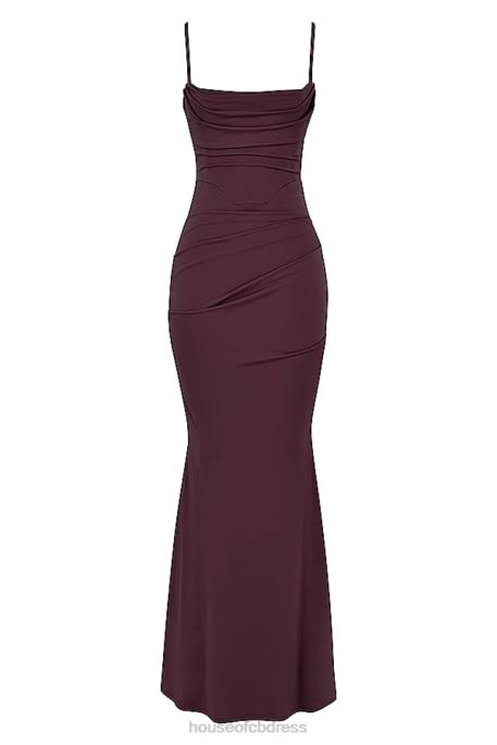 House of CB Milena Dark Cherry Corset Maxi Dress Clothing 4H6N307