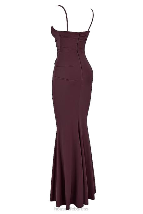 House of CB Milena Dark Cherry Corset Maxi Dress Clothing 4H6N307