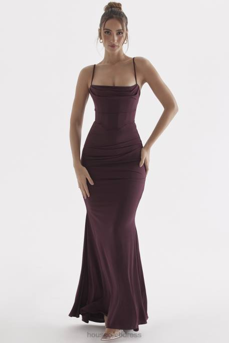 House of CB Milena Dark Cherry Corset Maxi Dress Clothing 4H6N307