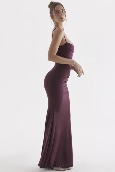House of CB Milena Dark Cherry Corset Maxi Dress Clothing 4H6N307