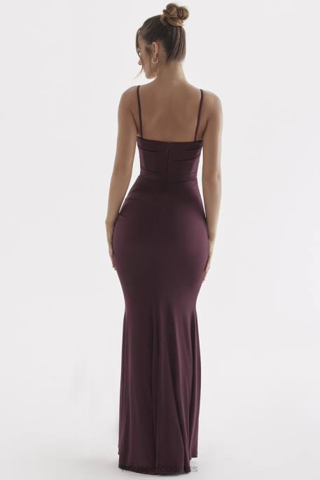 House of CB Milena Dark Cherry Corset Maxi Dress Clothing 4H6N307