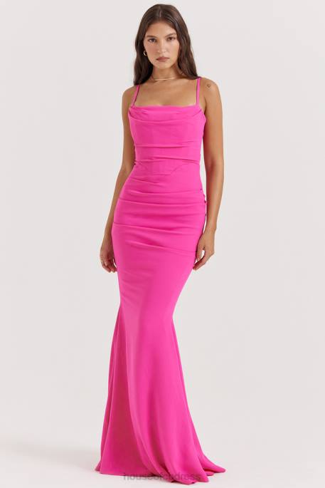 House of CB Milena Hot Pink Corset Maxi Dress Clothing 4H6N181