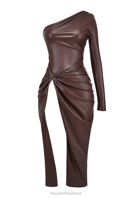 House of CB Octavia Cocoa Vegan Leather Maxi Dress Clothing 4H6N130