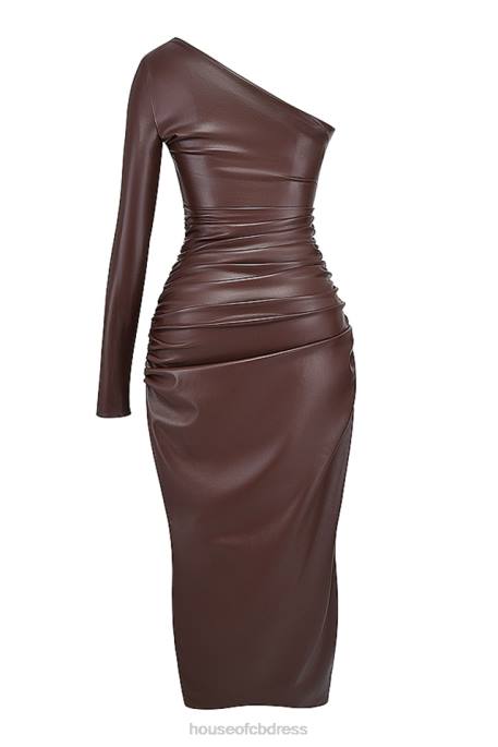 House of CB Octavia Cocoa Vegan Leather Maxi Dress Clothing 4H6N130