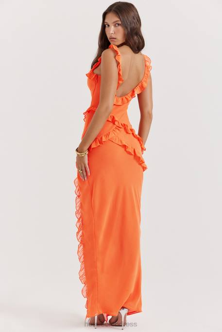 House of CB Pixie Flame Orange Ruffle Maxi Dress Clothing 4H6N191