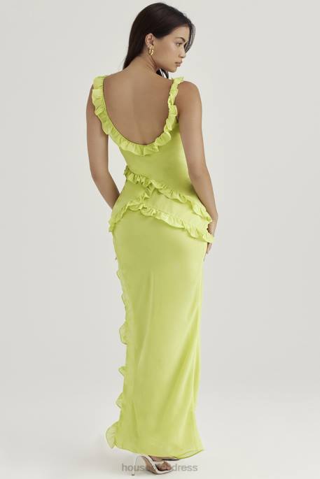 House of CB Pixie Lime Ruffle Maxi Dress Clothing 4H6N414