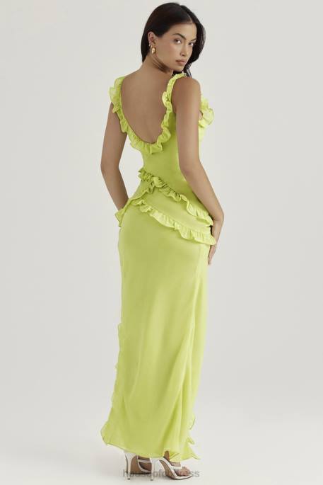 House of CB Pixie Lime Ruffle Maxi Dress Clothing 4H6N414
