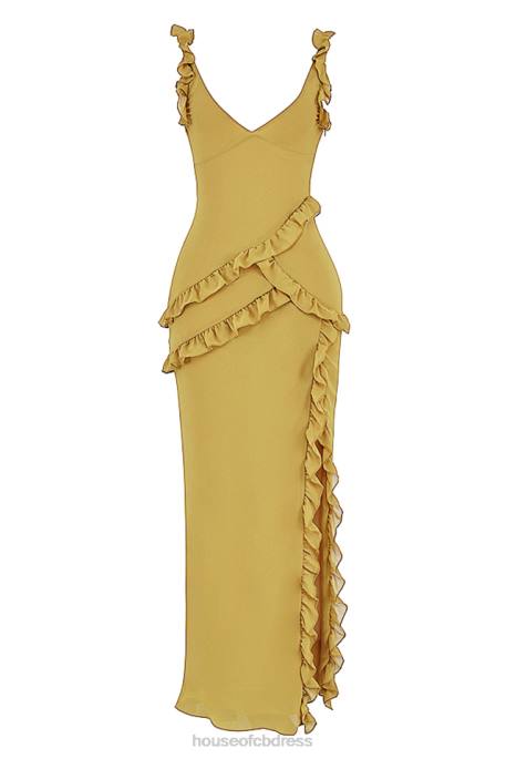 House of CB Pixie Olive Ruffle Maxi Dress Clothing 4H6N452