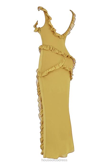 House of CB Pixie Olive Ruffle Maxi Dress Clothing 4H6N452