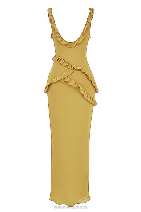 House of CB Pixie Olive Ruffle Maxi Dress Clothing 4H6N452