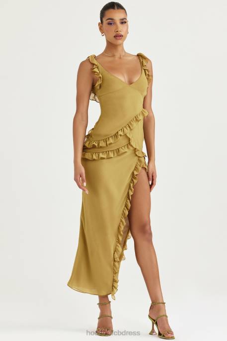 House of CB Pixie Olive Ruffle Maxi Dress Clothing 4H6N452