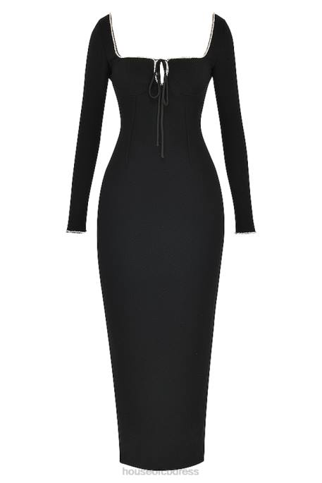 House of CB Rosa Black Crystal Embellished Maxi Dress Clothing 4H6N356
