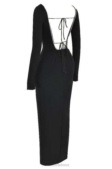 House of CB Rosa Black Crystal Embellished Maxi Dress Clothing 4H6N356