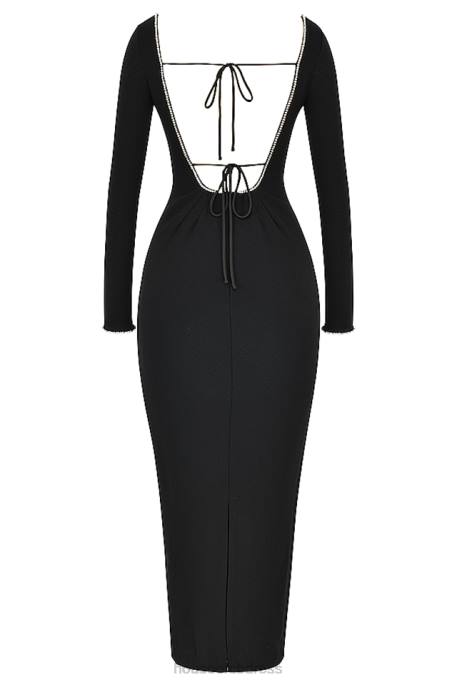 House of CB Rosa Black Crystal Embellished Maxi Dress Clothing 4H6N356
