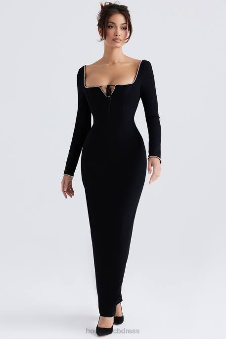 House of CB Rosa Black Crystal Embellished Maxi Dress Clothing 4H6N356