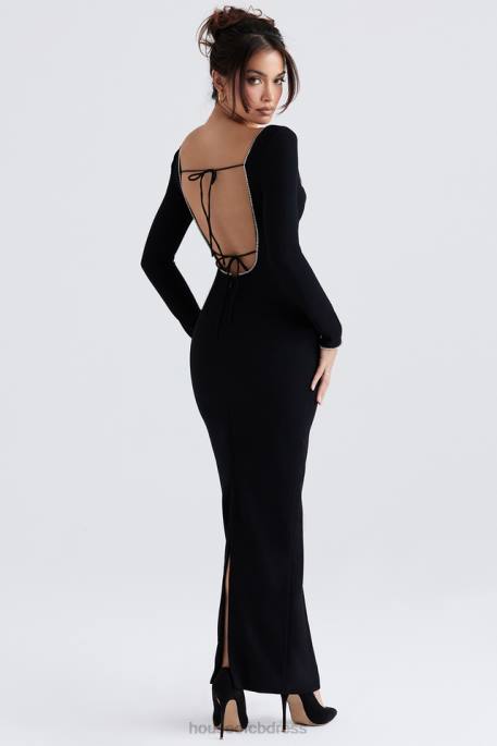 House of CB Rosa Black Crystal Embellished Maxi Dress Clothing 4H6N356