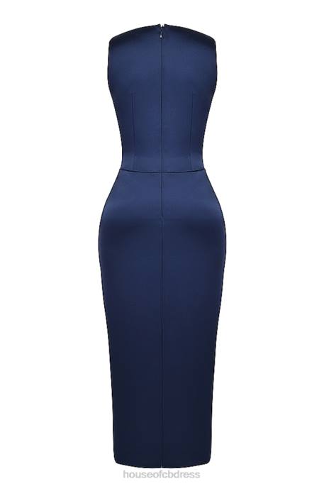 House of CB Roxanne Navy Thigh Slit Maxi Dress Clothing 4H6N276