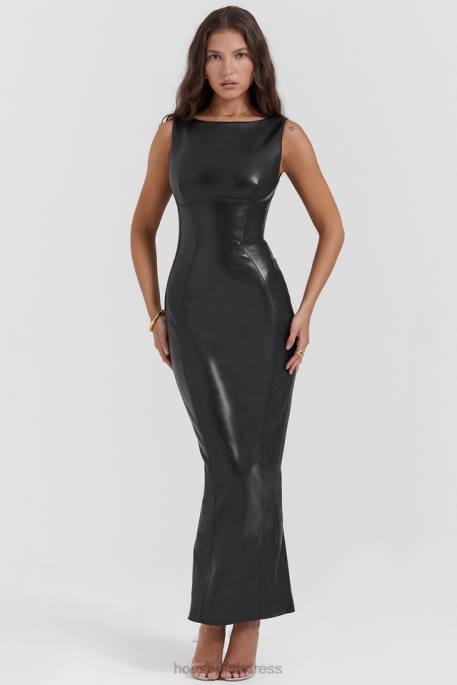House of CB Sahara Black Vegan Leather Maxi Dress Clothing 4H6N166