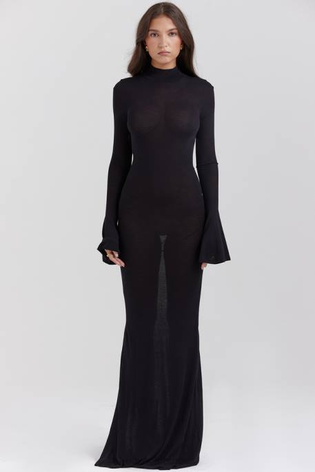 House of CB Sancha Black Knit Maxi Dress Clothing 4H6N141
