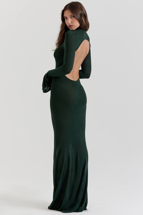 House of CB Sancha Forest Green Knit Maxi Dress Clothing 4H6N114