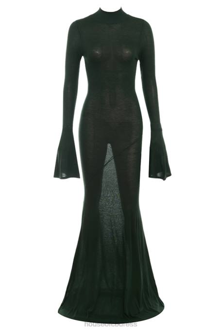 House of CB Sancha Forest Green Knit Maxi Dress Clothing 4H6N114