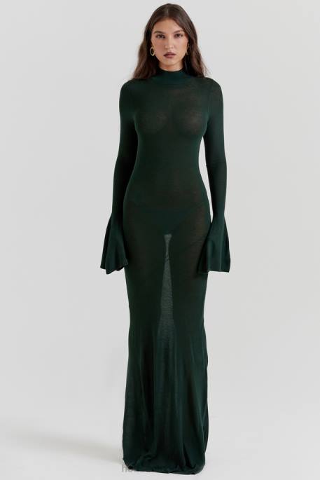 House of CB Sancha Forest Green Knit Maxi Dress Clothing 4H6N114