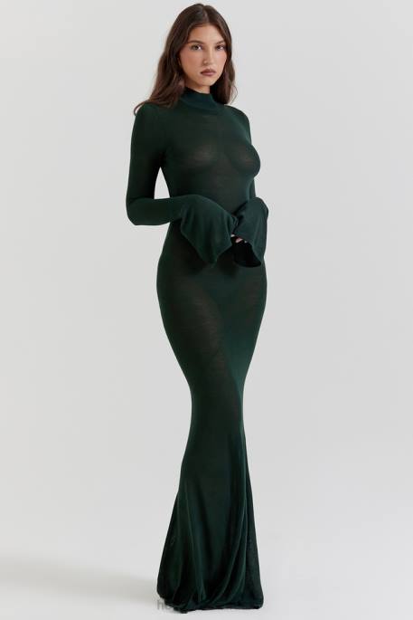 House of CB Sancha Forest Green Knit Maxi Dress Clothing 4H6N114