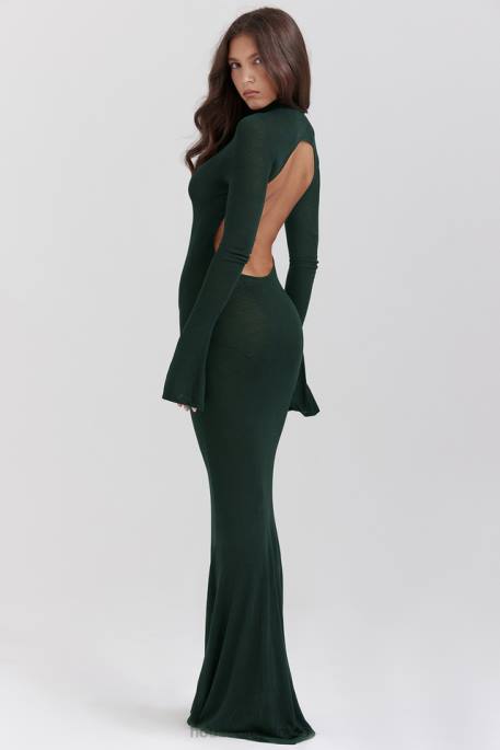 House of CB Sancha Forest Green Knit Maxi Dress Clothing 4H6N114