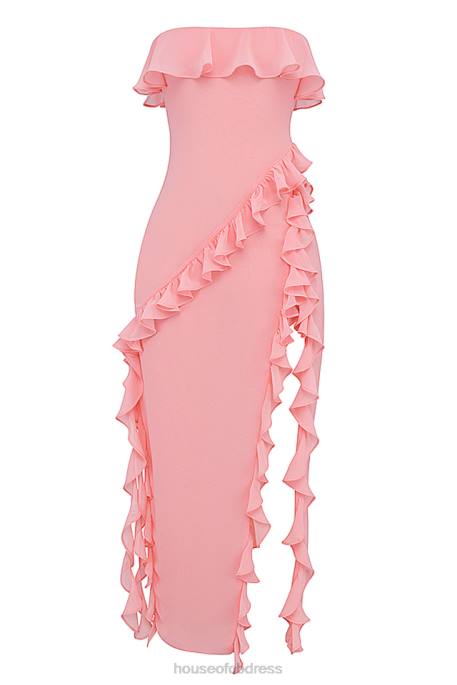 House of CB Sarina Apricot Ruffle Maxi Dress Clothing 4H6N234