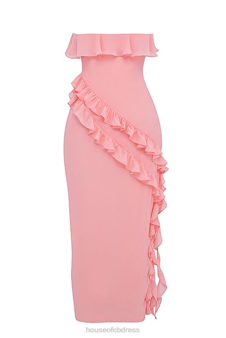 House of CB Sarina Apricot Ruffle Maxi Dress Clothing 4H6N234
