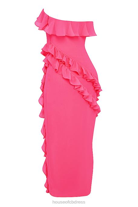 House of CB Sarina Fuchsia Ruffle Maxi Dress Clothing 4H6N189