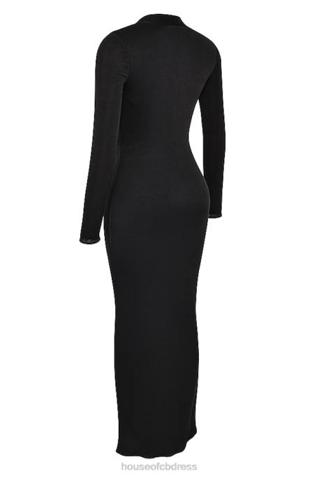 House of CB Saskia Black Draped Maxi Dress Clothing 4H6N274