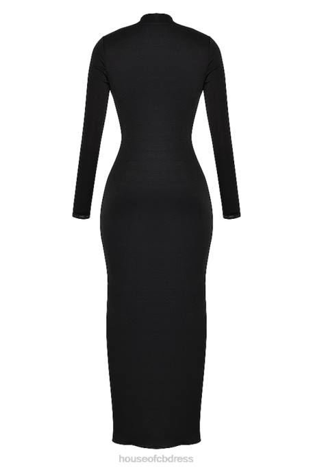 House of CB Saskia Black Draped Maxi Dress Clothing 4H6N274