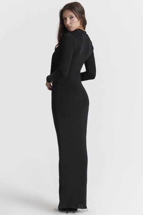 House of CB Saskia Black Draped Maxi Dress Clothing 4H6N274