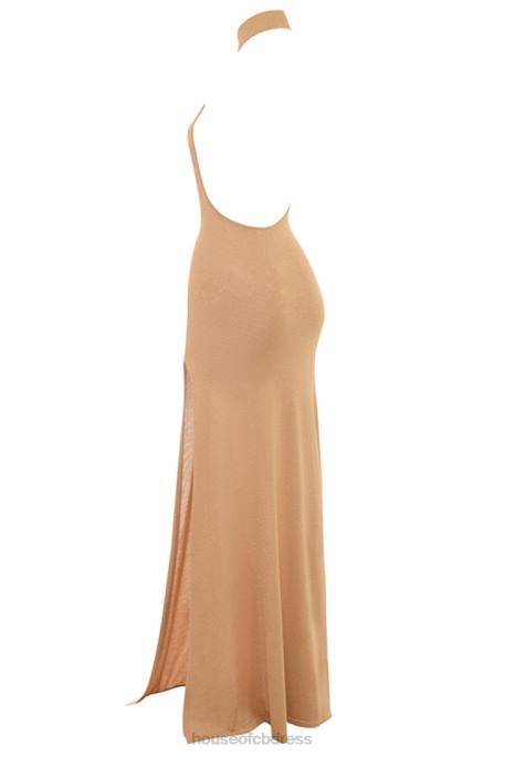 House of CB Selia Gold Knit Maxi Dress Clothing 4H6N113