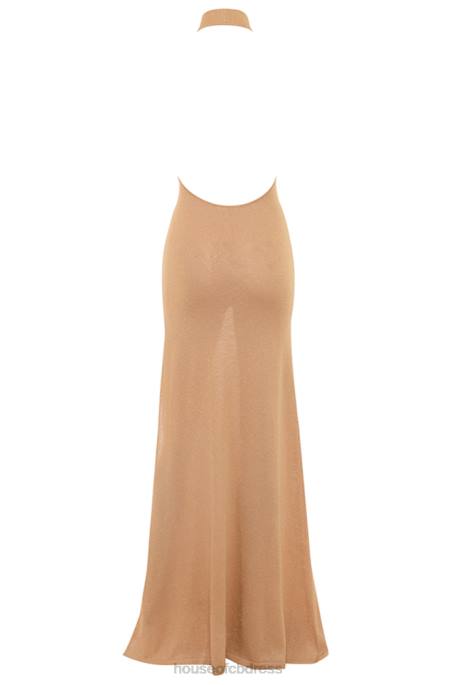 House of CB Selia Gold Knit Maxi Dress Clothing 4H6N113