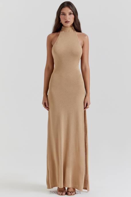 House of CB Selia Gold Knit Maxi Dress Clothing 4H6N113