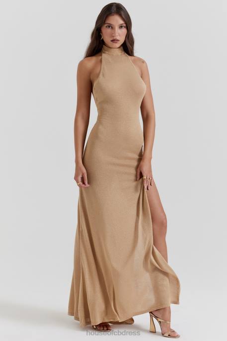 House of CB Selia Gold Knit Maxi Dress Clothing 4H6N113