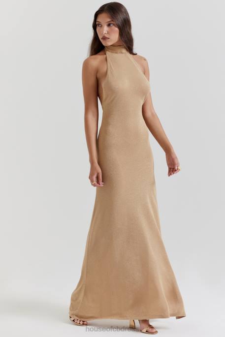 House of CB Selia Gold Knit Maxi Dress Clothing 4H6N113