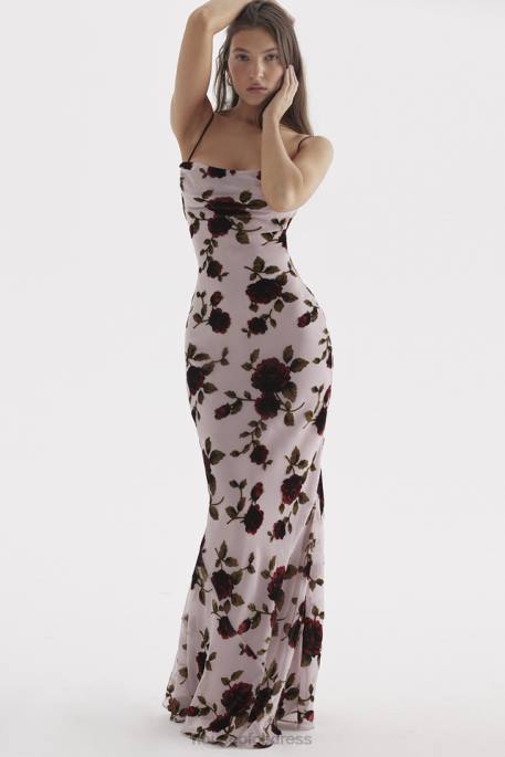 House of CB Serena Pink Devore Maxi Dress Clothing 4H6N305
