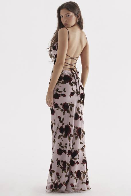 House of CB Serena Pink Devore Maxi Dress Clothing 4H6N305