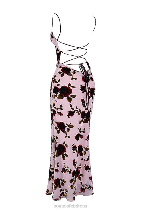 House of CB Serena Pink Devore Maxi Dress Clothing 4H6N305
