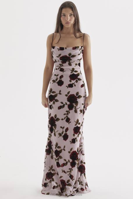 House of CB Serena Pink Devore Maxi Dress Clothing 4H6N305