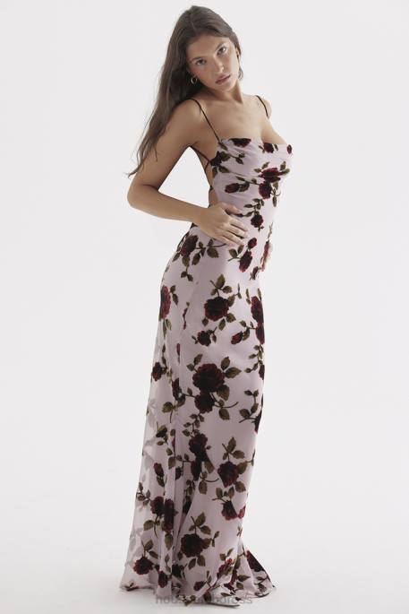 House of CB Serena Pink Devore Maxi Dress Clothing 4H6N305